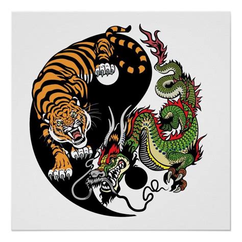 Dragón Y Tigre Cartel De Yin Yang In 2020 Dragon Tiger