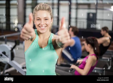 Sportswoman Showing Thumbs Up Stock Photo Alamy