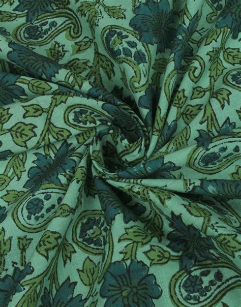 sea green color cotton block print fabric for women s suit charu creation