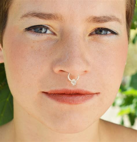 septum ring spiral jewellery silver septum nose ring etsy