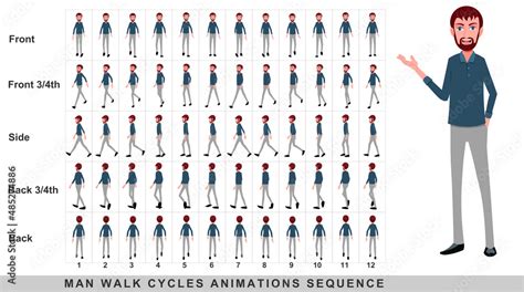 Businessman Character Walk Cycle Animation Sequence Loop Animation