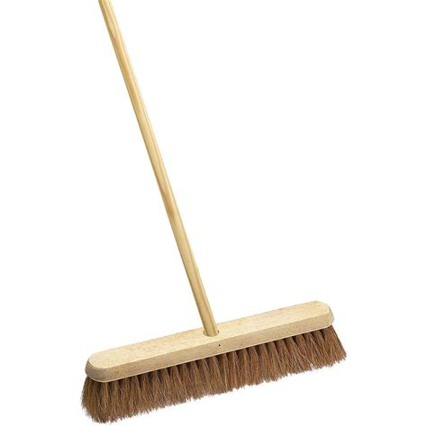 18 Soft Natural Coco Broom Head With Strong Wooden Brush Handle The