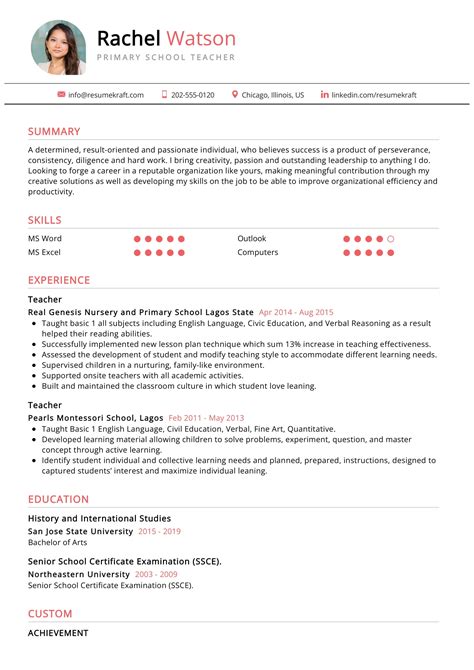 teacher resume template professional resume for teacher teacher cv resume for teacher school