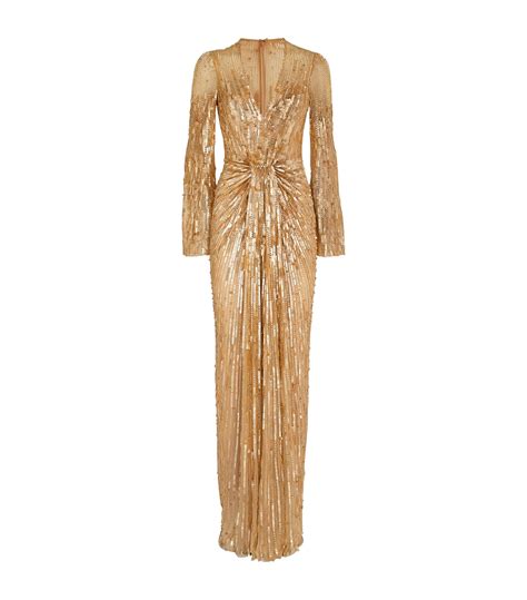 Jenny Packham Embellished Margot Gown In Metallic Lyst