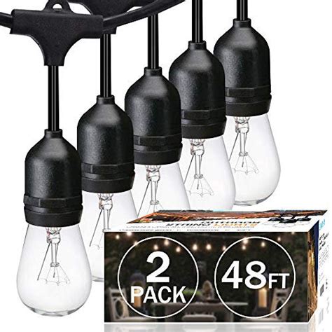 Sunthin 2 Pack 48ft Outdoor String Lights With 11w Dimmable Edison