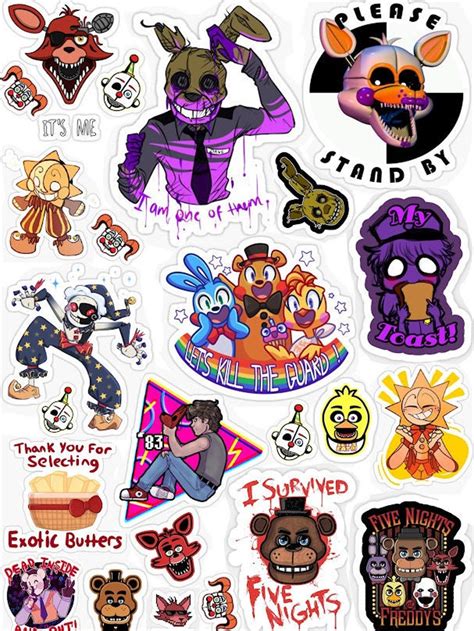 Fnaf Stickers Pack Of 5 Etsy Hong Kong
