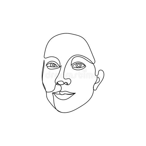 Female Face Single Line Drawing Portrait Of Young Beautiful Girl Stock