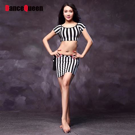 buy 2018 hot belly dance dress sex black zebra tops skirts women lady dance