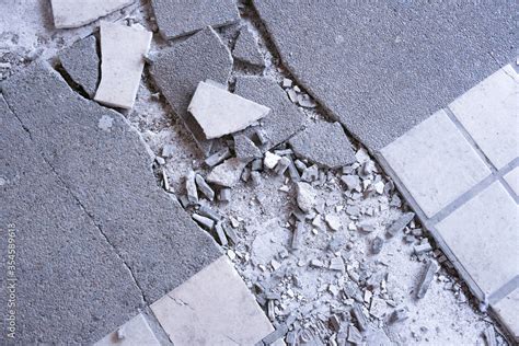 Clean White Broken Tile Wall Texture Backgroundtile Floor Exploded And
