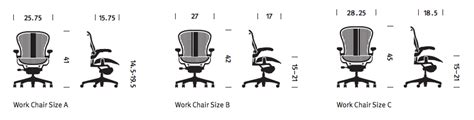 Aeron Chair Sizes Chart Aeron Office Chair Size Chart Aeron Chair