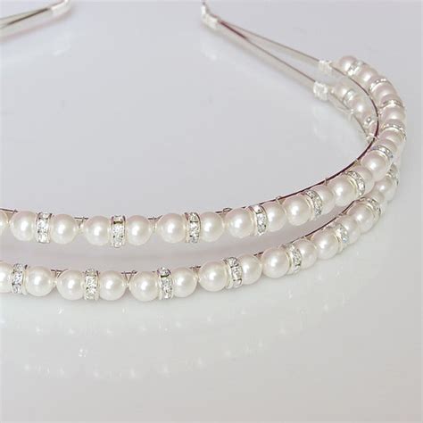 items similar to double pearl headband bridal headband wedding hair accessories wedding
