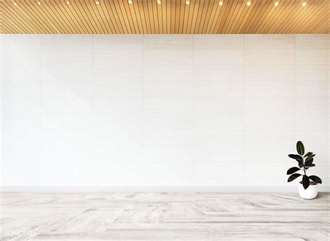 White Empty Room With A Plant Wall Mockup Free Image By