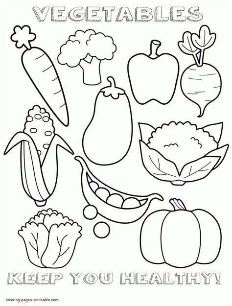 Vegetables Healthy Food Coloring Pages Vegetable Coloring Pages Fruit