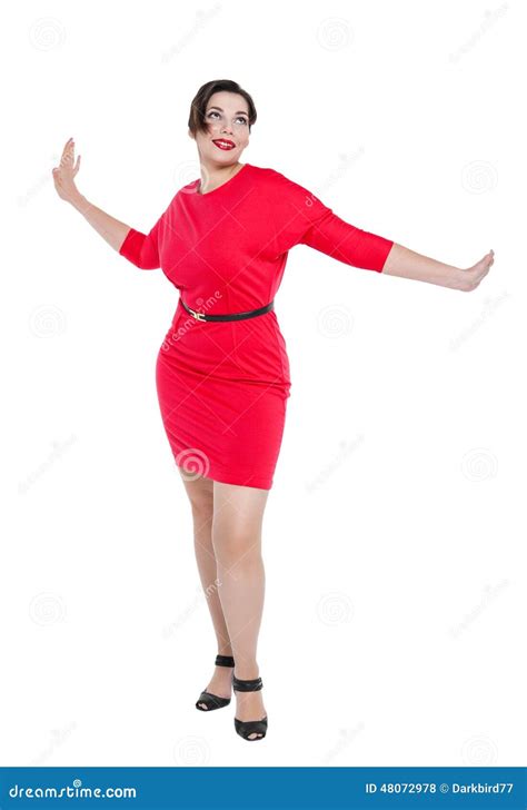 Beautiful Plus Size Woman In Red Dress Stock Photo Image Of People
