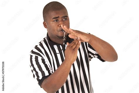 Black Referee Calling Time Out Or A Technical Foul Stock Photo Adobe