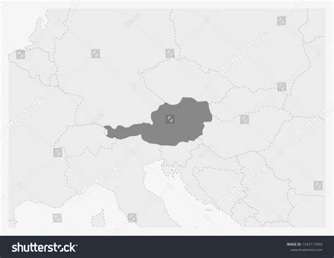 Map Europe Highlighted Austria Map Gray Stock Vector Royalty Free