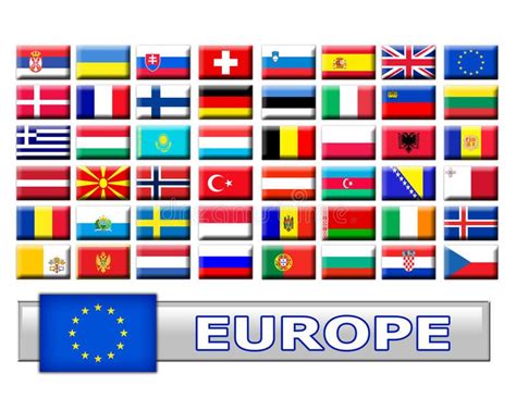 Set Of European Country Flags A Collection Of All European Country