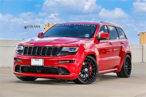 Red Jeep Grand Cherokee On Gloss Black Strasse Wheels Featuring Red