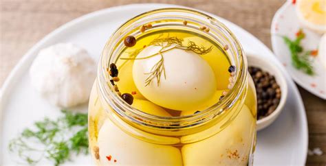 Easy Refrigerator Pickled Eggs With Fresh Dill Garlic And Peppercorns