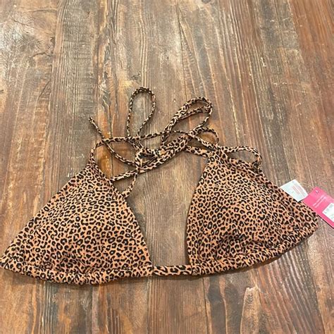 Xhilaration Swim Nwt Cheetah Triangle Bikini Top Poshmark
