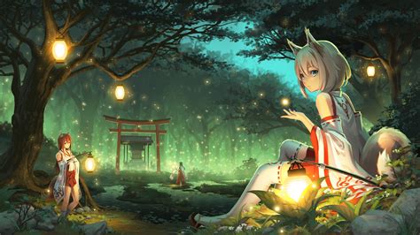 Download free anime wallpapers, pictures, and desktop backgrounds. Wallpaper : forest, anime girls, kitsunemimi, jungle, mythology, screenshot, computer wallpaper ...