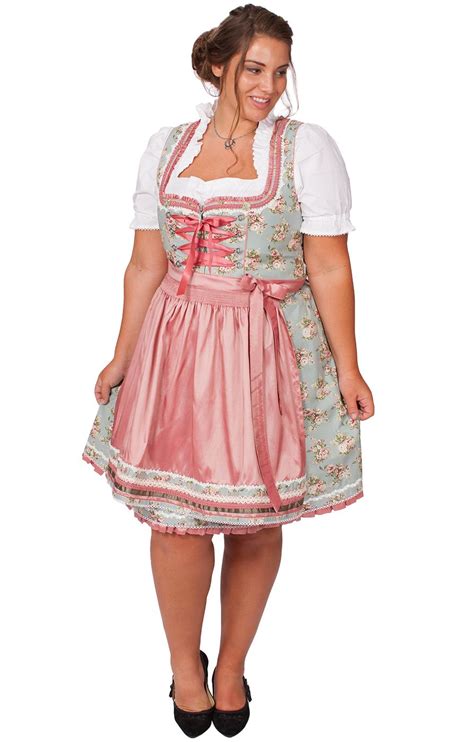 Turquoise And Pink Midi Dirndl Plus Size Fashion Dirndl Large Size