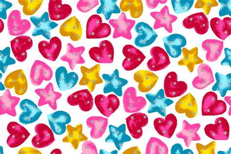 Colorful Stars And Hearts Background