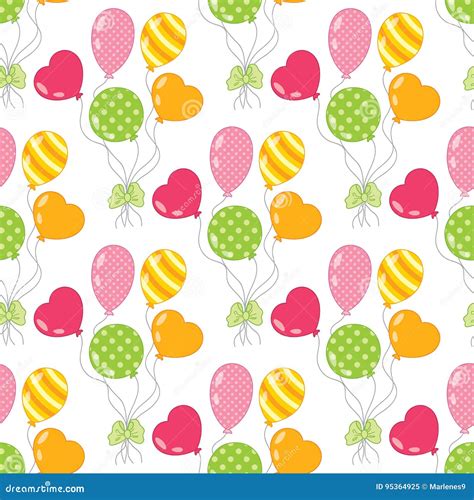 Vector Seamless Pattern With Colorful Balloons Balloons Seamless