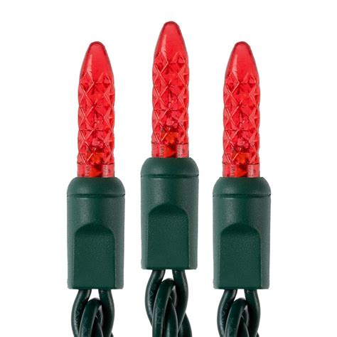 Mini Led Christmas String Lights 25ft 50 Faceted M5 Bulbs Green