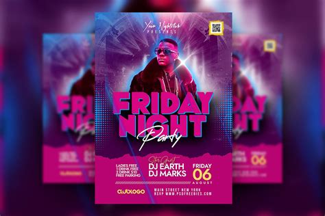Glitter Friday Night Club Party Flyer Template Free Resource Boy