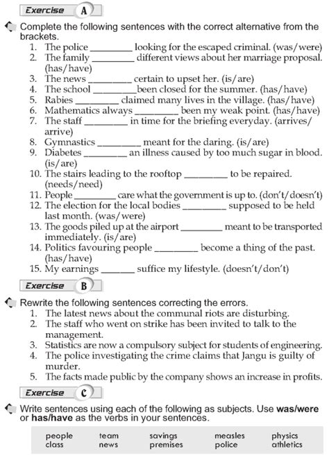 English Grammar Worksheet For Class 10