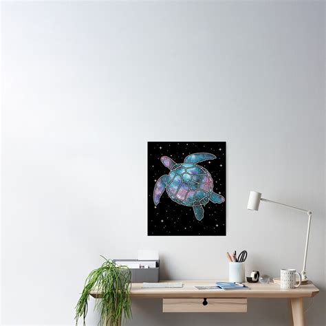 Space Sea Turtle Milky Way Galaxy Nebula Universe T Poster For