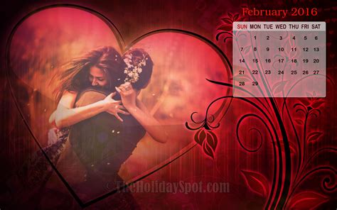Free Download Love Themed February Calendar Wallpaper 2016 2560x1600