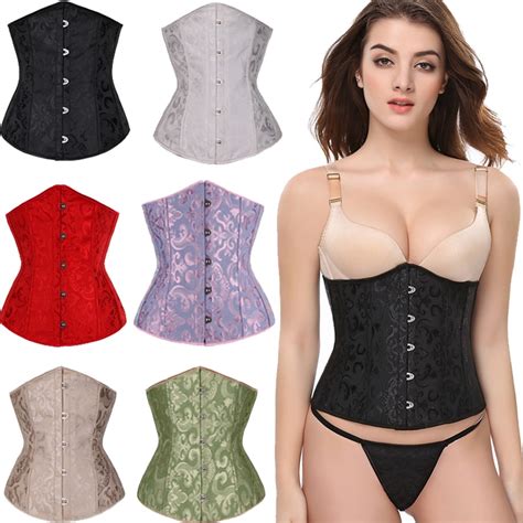 women sexy waist cincher corsets steel boned bustiers corset underbust satin body shaper