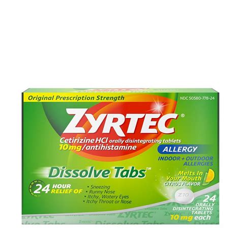 Zyrtec Dissolve Tabs Citrus Shop Sinus And Allergy At H E B