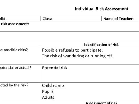 Individual Child Risk Assessment Teaching Resources