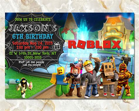 Roblox Birthday Party Invitation For Kid Roblox Invitation Etsy