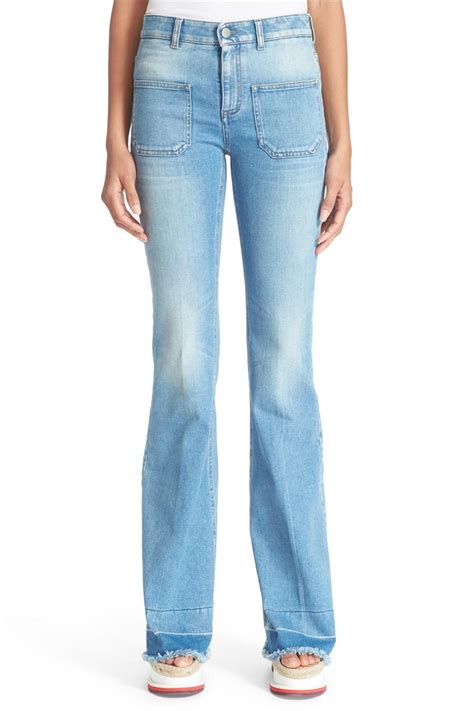 Lyst Stella Mccartney The 70s Flare Patch Pocket Jeans In Blue