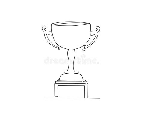 Continuous One Line Drawing Of Trophy Cup Award Winner Achievement