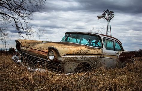 Wallpaper Galaxy Abandoned Windmill Ford Decay Vintage Car