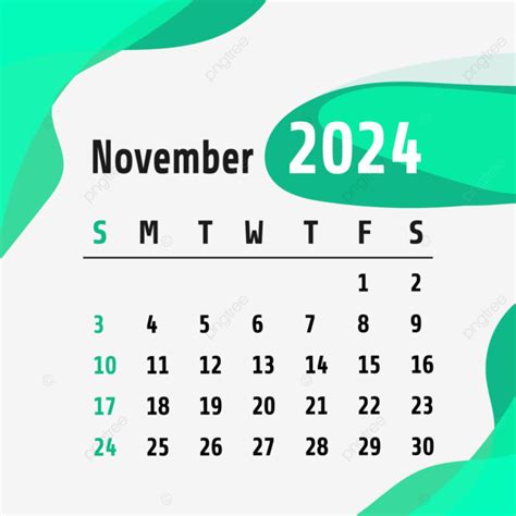 Calendario Mensual Noviembre 2024 Vector Png Calendario Noviembre