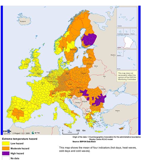 Europe Extreme Temperature Hazard Map Maps Knowledge Base Preventionweb Net