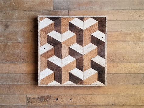 Reclaimed Wood Wall Art Wood Wall Art Wood Decor Geometric Wood