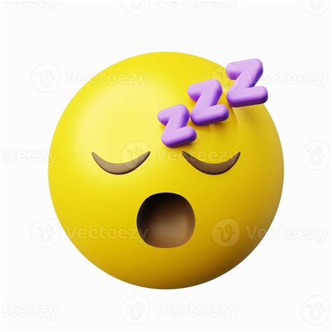 3d Rendering Image Emoticon Sleeping Or Sleepy Face Isolated With