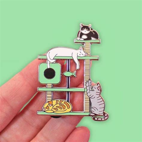 New Kitty Paradise Cat Tree Pin Enamel Pins Pin And Patches Badge
