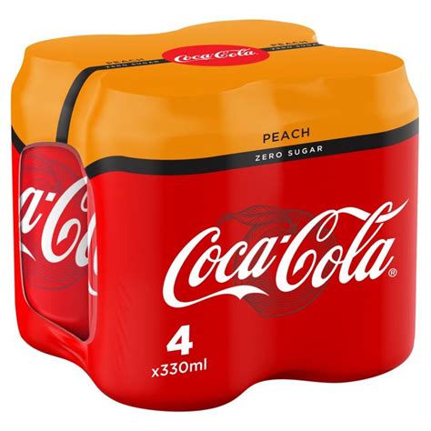Coke no sugar, as the name suggests, does not contain any sugar. Coca-Cola Zero Sugar Peach 4 x 330ml from Ocado