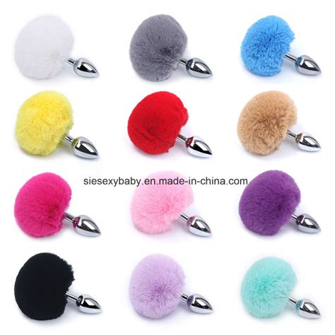 Colorful Rabbit Tail Cosplay Adult Game Metal Fluff Ball Anal Plug Sex Toys For Couple China