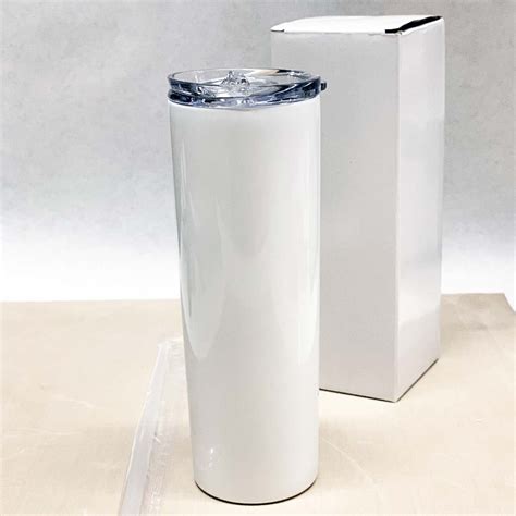 20 Oz Straight Skinny Stainless Steel Insulated Blank Tumblers White