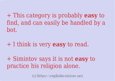 Example Uses In Sentence Of Easy Englishteststore Blog