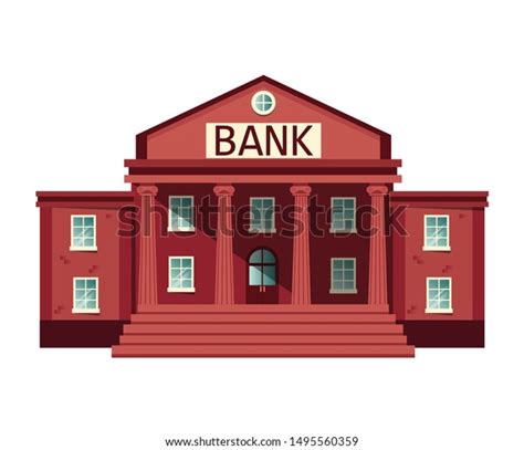 Cartoon Retro Bank Building Courthouse Columns Stock Vector Royalty